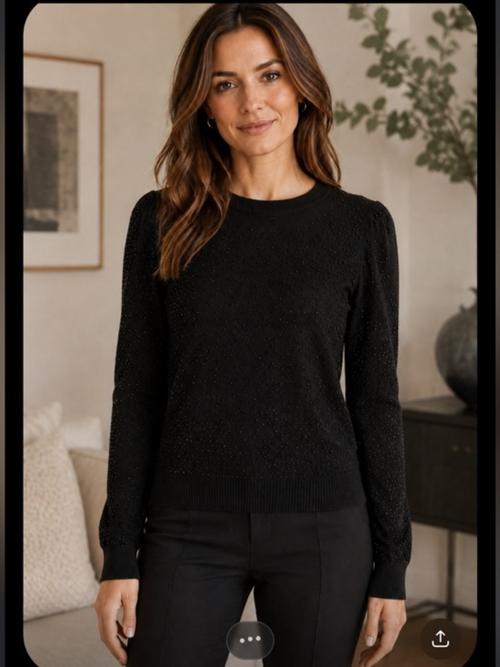 Alice & Olivia black studded puff sleeve sweater angora cashmere blend